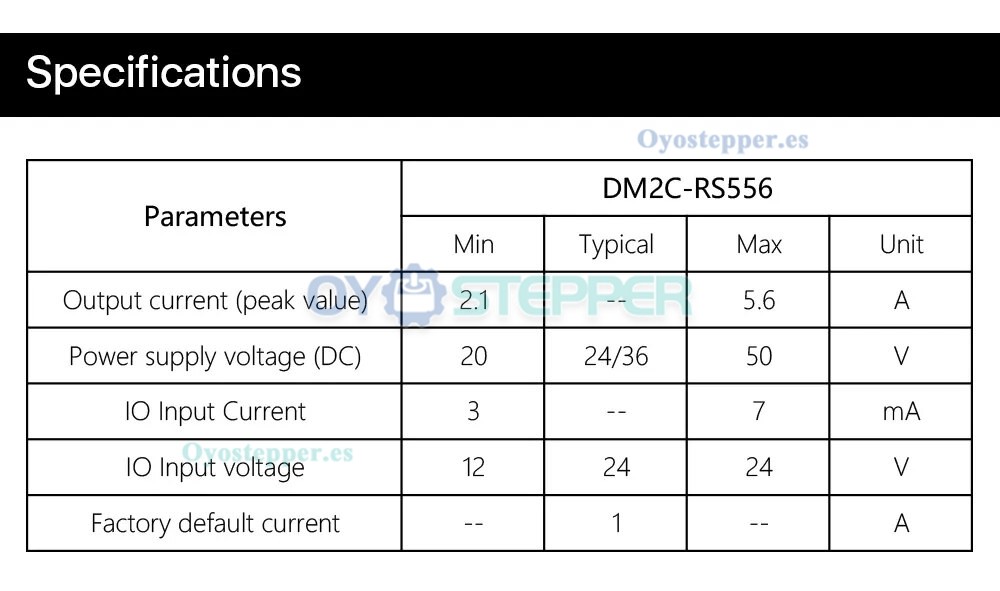 Leadshine DM2C-RS556 2,1-5,6A 20-50VCC Controlador paso a paso integrado para motor paso a paso Nema 17, 23, 24